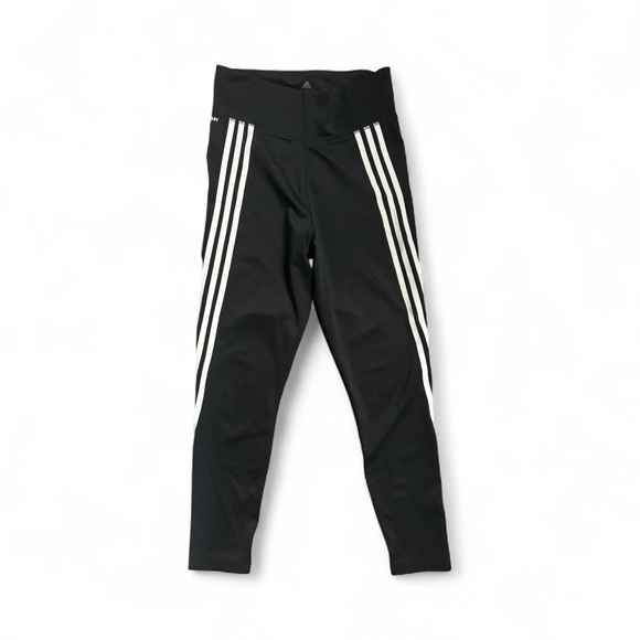 Adidas Women’s Black Leggings with White Stripes - Picture 1 of 4